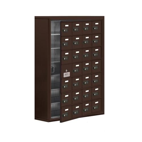 Mailboxes 19178-28ZSC Salsbury Surface Mounted Cell Phone Locker with 28 Z Doors (27 usable) in Bronze - Resettable Combination Locks