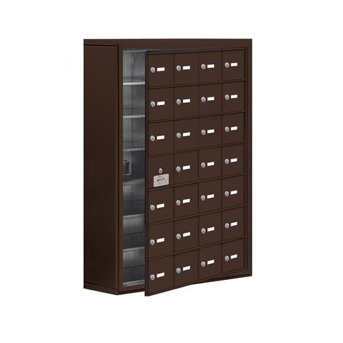 Mailboxes 19178-28ZSK Salsbury Surface Mounted Cell Phone Locker with 28 Z Doors (27 usable) in Bronze - Keyed Locks