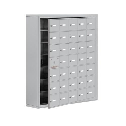 Mailboxes 19178-35ASK Salsbury Surface Mounted Cell Phone Locker with 35 A Doors (34 usable) in Aluminum - Keyed Locks