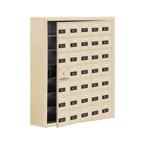 Mailboxes 19178-35SSC Salsbury Surface Mounted Cell Phone Locker with 35 S Doors (34 usable) in Sandstone - Resettable Combination Locks