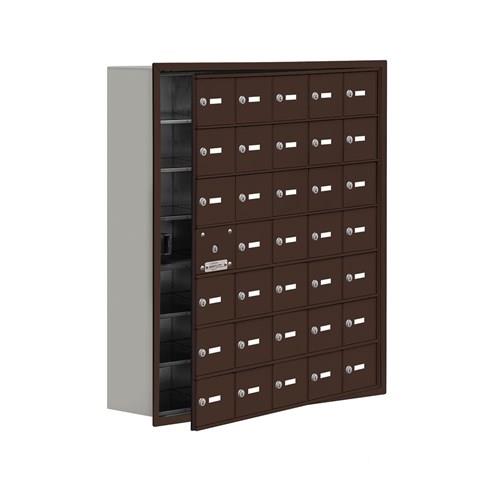 Mailboxes 19178-35ZRK Salsbury Recessed Mounted Cell Phone Locker with 35 Z Doors (34 usable) in Bronze - Keyed Locks