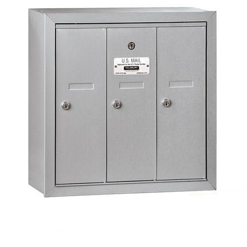 Mailboxes 3503ASP Salsbury Vertical Mailbox (Includes Master Commercial Lock) - 3 Doors - Aluminum - Surface Mounted - Private Access