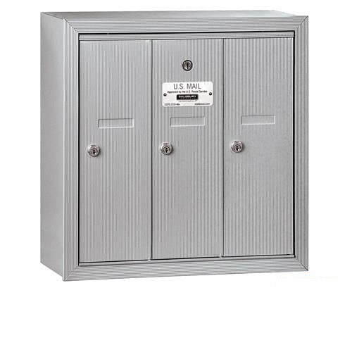 Mailboxes 3503ASU Salsbury Vertical Mailbox - 3 Doors - Aluminum - Surface Mounted - USPS Access