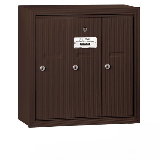 Mailboxes 3503ZSP Salsbury Vertical Mailbox (Includes Master Commercial Lock) - 3 Doors - Bronze - Surface Mounted - Private Zccess