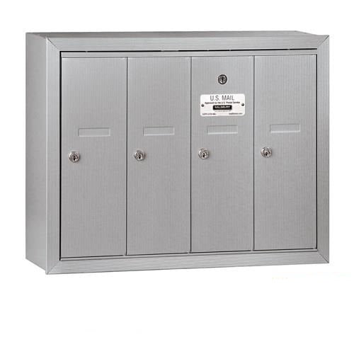 Mailboxes 3504ASP Salsbury Vertical Mailbox (Includes Master Commercial Lock) - 4 Doors - Aluminum - Surface Mounted - Private Access