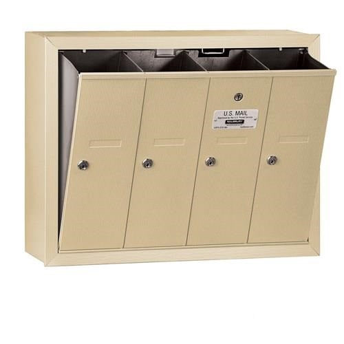 Mailboxes 3504SSP Salsbury Vertical Mailbox (Includes Master Commercial Lock) - 4 Doors - Sandstone - Surface Mounted - Private Sccess