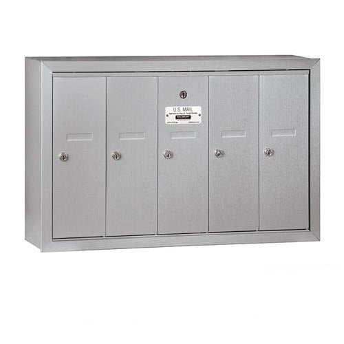 Mailboxes 3505ASP Salsbury Vertical Mailbox (Includes Master Commercial Lock) - 5 Doors - Aluminum - Surface Mounted - Private Access