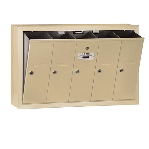 Mailboxes 3505SSP Salsbury Vertical Mailbox (Includes Master Commercial Lock) - 5 Doors - Sandstone - Surface Mounted - Private Sccess