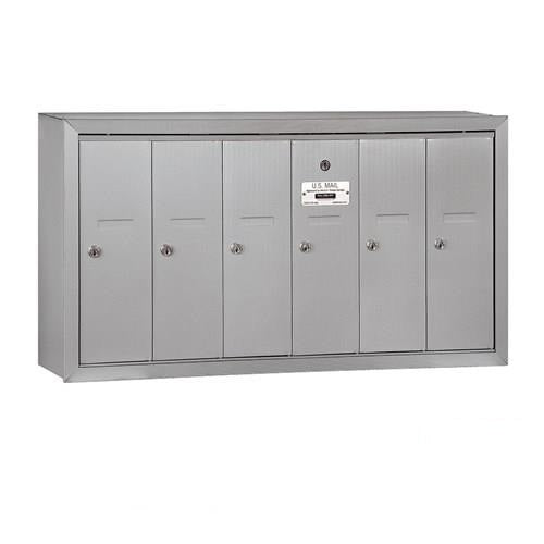 Mailboxes 3506ASU Salsbury Vertical Mailbox - 6 Doors - Aluminum - Surface Mounted - USPS Access