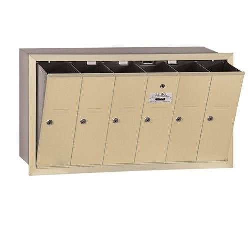 Mailboxes 3506SRP Salsbury Vertical Mailbox (Includes Master Commercial Lock) - 6 Doors - Sandstone - Recessed Mounted - Private Sccess