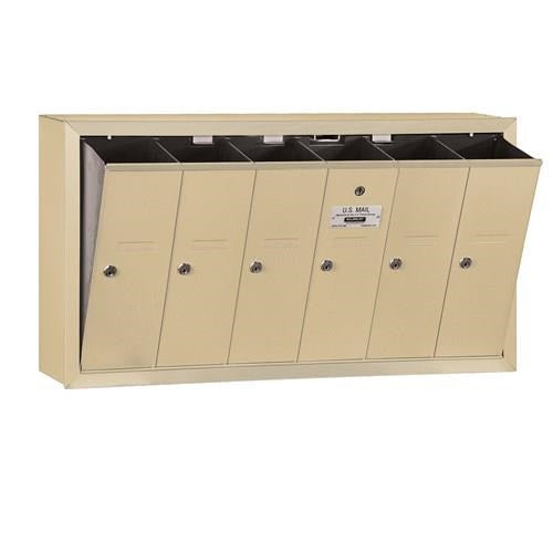 Mailboxes 3506SSP Salsbury Vertical Mailbox (Includes Master Commercial Lock) - 6 Doors - Sandstone - Surface Mounted - Private Sccess