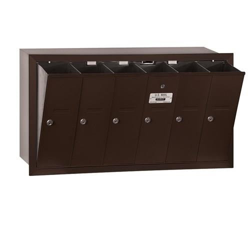 Mailboxes 3506ZRP Salsbury Vertical Mailbox (Includes Master Commercial Lock) - 6 Doors - Bronze - Recessed Mounted - Private Zccess