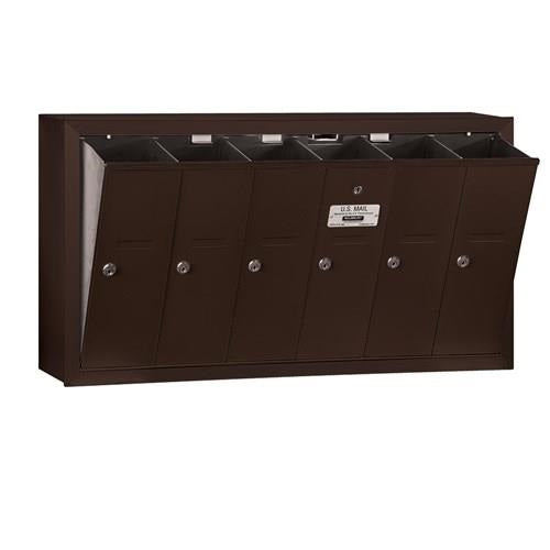 Mailboxes 3506ZSU Salsbury Vertical Mailbox - 6 Doors - Bronze - Surface Mounted - USPS Zccess