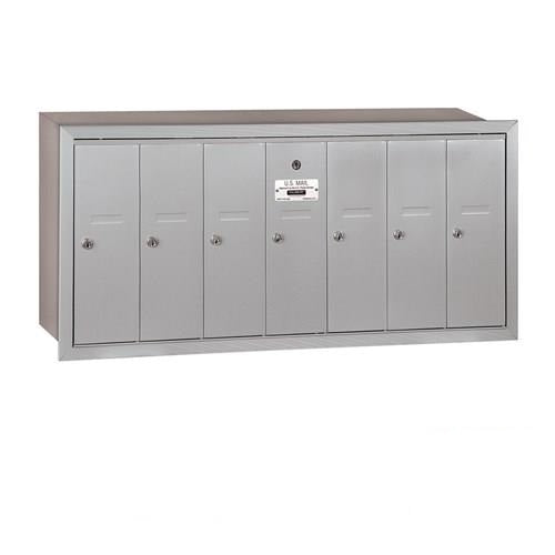 Mailboxes 3507ARU Salsbury Vertical Mailbox - 7 Doors - Aluminum - Recessed Mounted - USPS Access