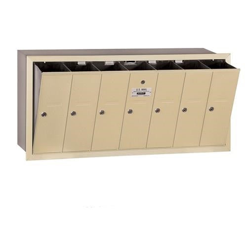 Mailboxes 3507SRP Salsbury Vertical Mailbox (Includes Master Commercial Lock) - 7 Doors - Sandstone - Recessed Mounted - Private Sccess