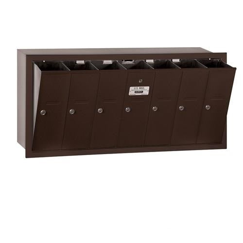 Mailboxes 3507ZRP Salsbury Vertical Mailbox (Includes Master Commercial Lock) - 7 Doors - Bronze - Recessed Mounted - Private Zccess