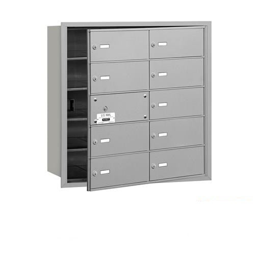 Mailboxes 3610AFP Salsbury 4B+ Horizontal Mailbox (Includes Master Commercial Lock) - 10 B Doors (9 usable) - Aluminum - Front Loading - Private Access