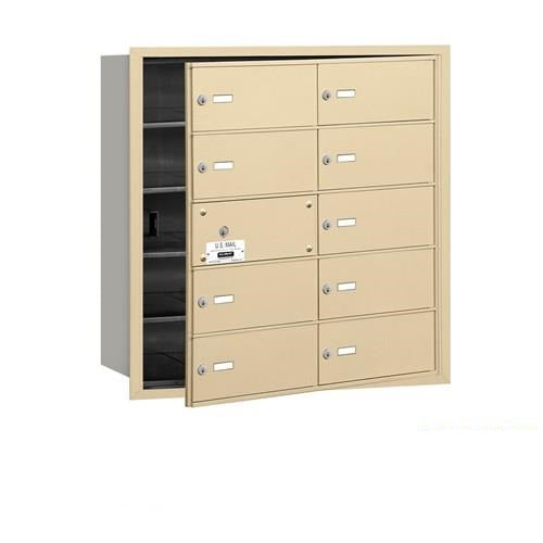 Mailboxes 3610SFP Salsbury 4B+ Horizontal Mailbox (Includes Master Commercial Lock) - 10 B Doors (9 usable) - Sandstone - Front Loading - Private Sccess