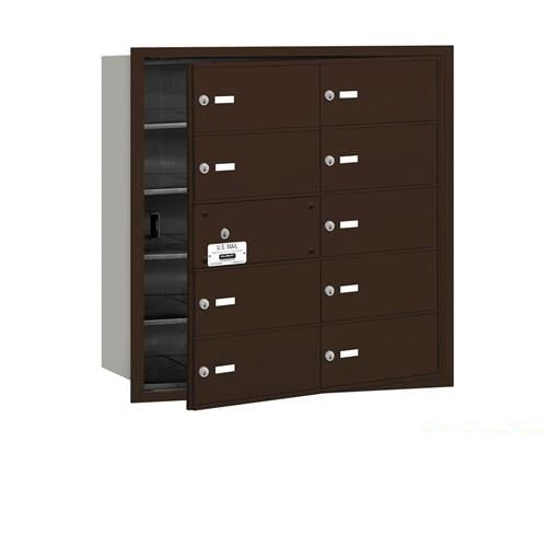 Mailboxes 3610ZFP Salsbury 4B+ Horizontal Mailbox (Includes Master Commercial Lock) - 10 B Doors (9 usable) - Bronze - Front Loading - Private Zccess