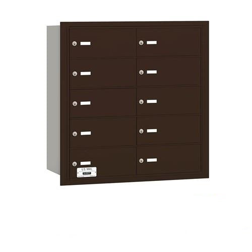 Mailboxes 3610ZRP Salsbury 4B+ Horizontal Mailbox - 10 B Doors - Bronze - Rear Loading - Private Zccess