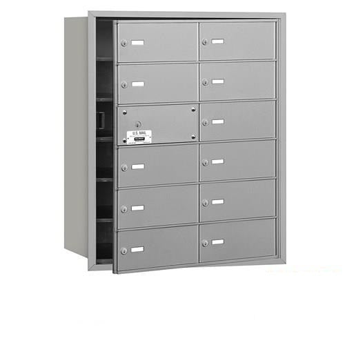 Mailboxes 3612AFP Salsbury 4B+ Horizontal Mailbox (Includes Master Commercial Lock) - 12 B Doors (11 usable) - Aluminum - Front Loading - Private Access