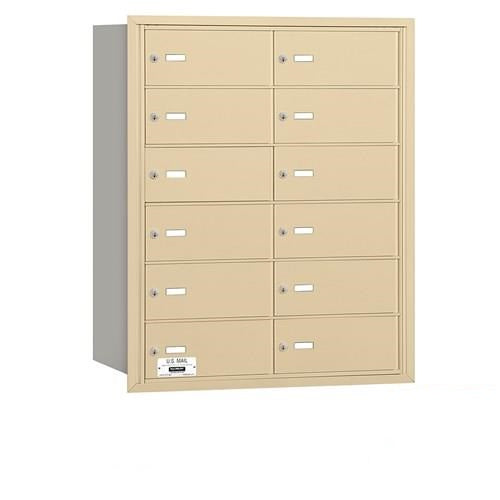 Mailboxes 3612SRP Salsbury 4B+ Horizontal Mailbox - 12 B Doors - Sandstone - Rear Loading - Private Sccess