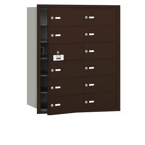 Mailboxes 3612ZFP Salsbury 4B+ Horizontal Mailbox (Includes Master Commercial Lock) - 12 B Doors (11 usable) - Bronze - Front Loading - Private Zccess