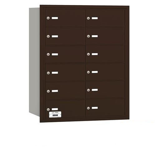 Mailboxes 3612ZRP Salsbury 4B+ Horizontal Mailbox - 12 B Doors - Bronze - Rear Loading - Private Zccess