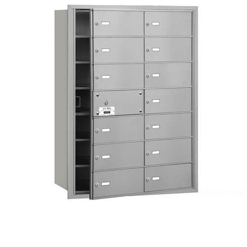 Mailboxes 3614AFP Salsbury 4B+ Horizontal Mailbox (Includes Master Commercial Lock) - 14 B Doors (13 usable) - Aluminum - Front Loading - Private Access