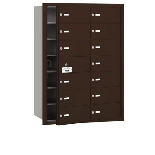 Mailboxes 3614ZFP Salsbury 4B+ Horizontal Mailbox (Includes Master Commercial Lock) - 14 B Doors (13 usable) - Bronze - Front Loading - Private Zccess