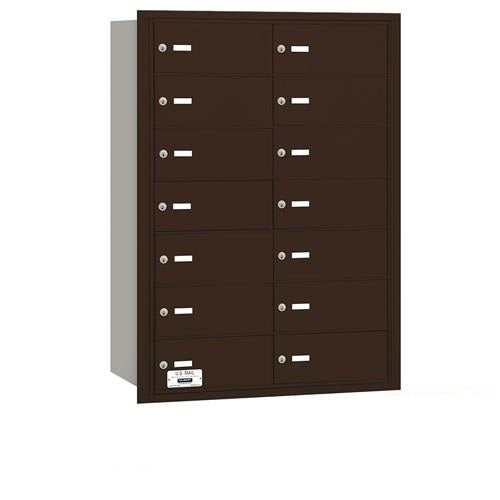 Mailboxes 3614ZRP Salsbury 4B+ Horizontal Mailbox - 14 B Doors - Bronze - Rear Loading - Private Zccess