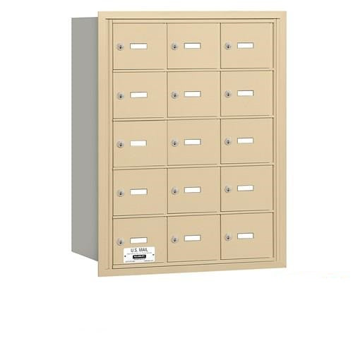 Mailboxes 3615SRP Salsbury 4B+ Horizontal Mailbox - 15 S Doors - Sandstone - Rear Loading - Private Sccess