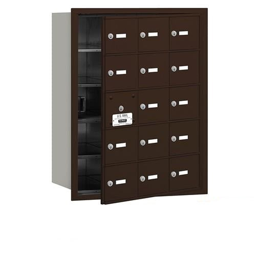 Mailboxes 3615ZFP Salsbury 4B+ Horizontal Mailbox (Includes Master Commercial Lock) - 15 Z Doors (14 usable) - Bronze - Front Loading - Private Zccess