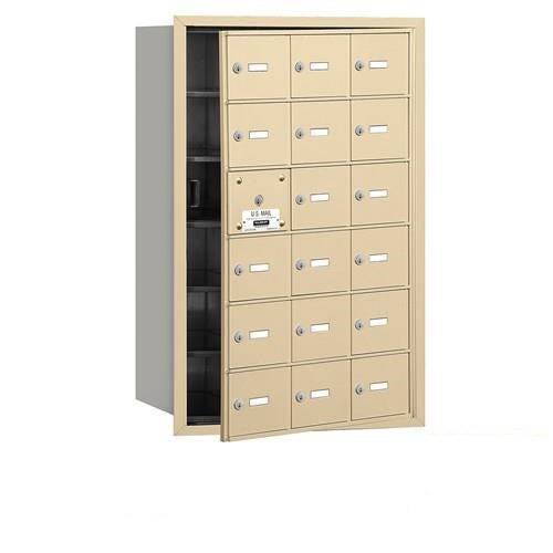 Mailboxes 3618SFP Salsbury 4B+ Horizontal Mailbox (Includes Master Commercial Lock) - 18 S Doors (17 usable) - Sandstone - Front Loading - Private Sccess