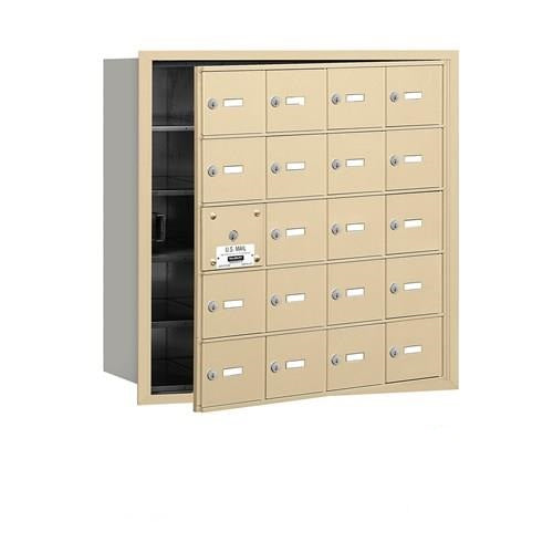 Mailboxes 3620SFP Salsbury 4B+ Horizontal Mailbox (Includes Master Commercial Lock) - 20 S Doors (19 usable) - Sandstone - Front Loading - Private Sccess