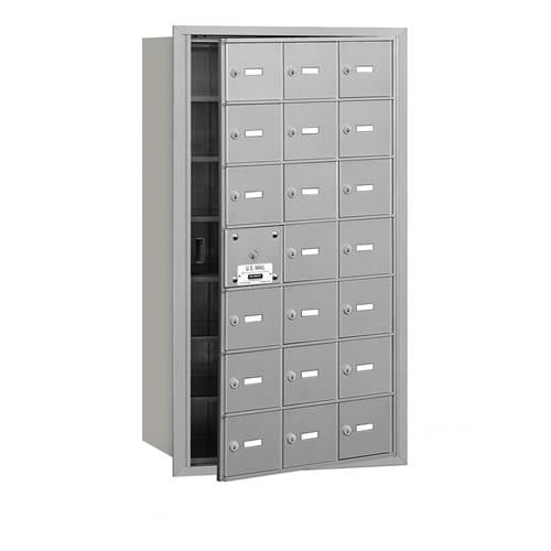 Mailboxes 3621AFP Salsbury 4B+ Horizontal Mailbox (Includes Master Commercial Lock) - 21 A Doors (20 usable) - Aluminum - Front Loading - Private Access