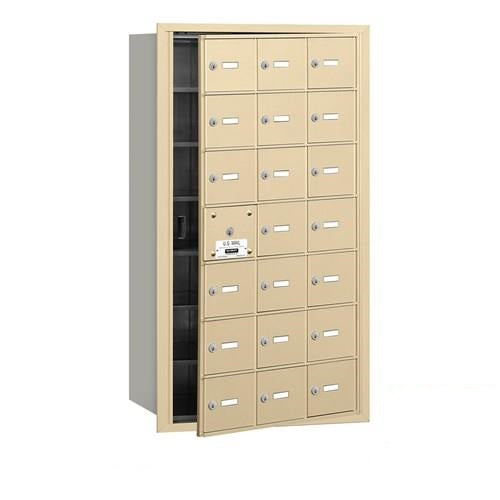 Mailboxes 3621SFP Salsbury 4B+ Horizontal Mailbox (Includes Master Commercial Lock) - 21 S Doors (20 usable) - Sandstone - Front Loading - Private Sccess