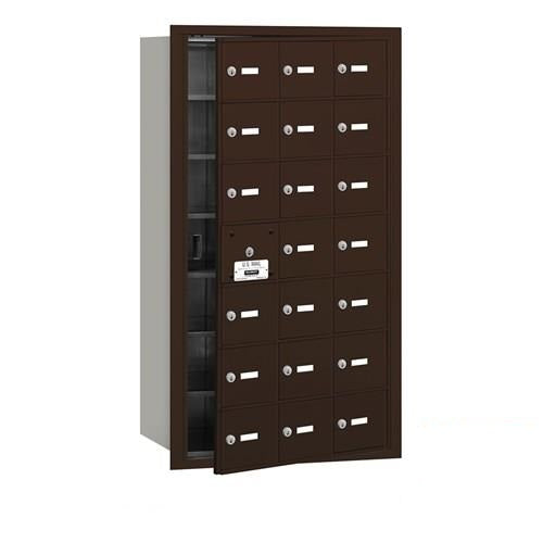 Mailboxes 3621ZFP Salsbury 4B+ Horizontal Mailbox (Includes Master Commercial Lock) - 21 Z Doors (20 usable) - Bronze - Front Loading - Private Zccess