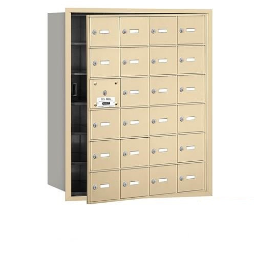 Mailboxes 3624SFP Salsbury 4B+ Horizontal Mailbox (Includes Master Commercial Lock) - 24 S Doors (23 usable) - Sandstone - Front Loading - Private Sccess