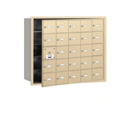 Mailboxes 3625SFP Salsbury 4B+ Horizontal Mailbox (Includes Master Commercial Lock) - 25 S Doors (24 usable) - Sandstone - Front Loading - Private Sccess