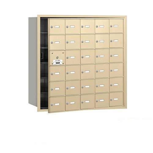 Mailboxes 3630SFP Salsbury 4B+ Horizontal Mailbox (Includes Master Commercial Lock) - 30 S Doors (29 usable) - Sandstone - Front Loading - Private Sccess