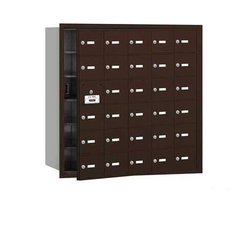 Mailboxes 3630ZFP Salsbury 4B+ Horizontal Mailbox (Includes Master Commercial Lock) - 30 Z Doors (29 usable) - Bronze - Front Loading - Private Zccess