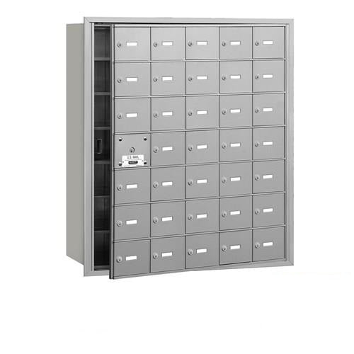 Mailboxes 3635AFP Salsbury 4B+ Horizontal Mailbox (Includes Master Commercial Lock) - 35 A Doors (34 usable) - Aluminum - Front Loading - Private Access