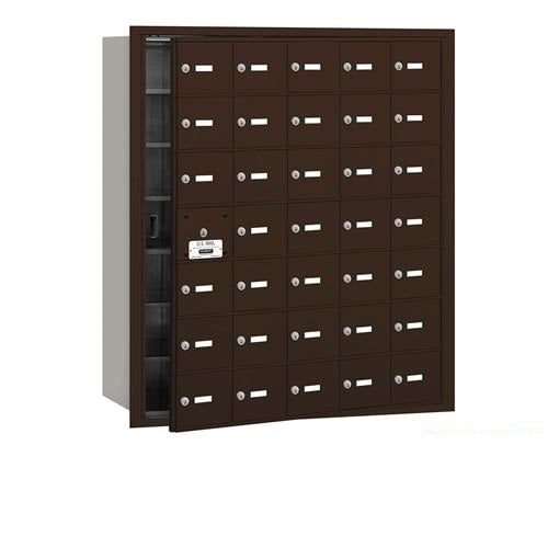 Mailboxes 3635ZFP Salsbury 4B+ Horizontal Mailbox (Includes Master Commercial Lock) - 35 Z Doors (34 usable) - Bronze - Front Loading - Private Zccess