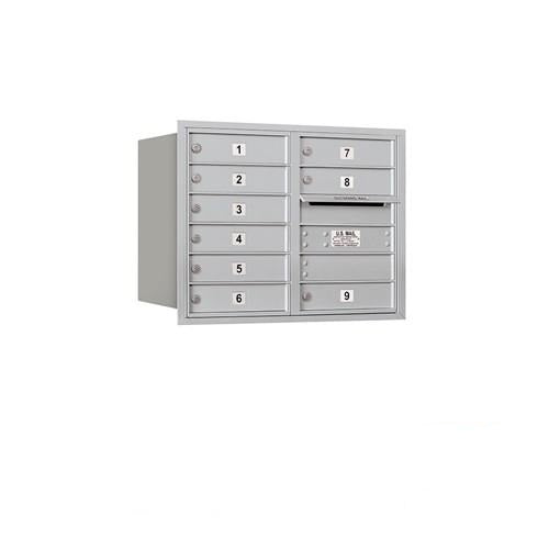 Mailboxes 3706D-09ARP Salsbury 6 Door High Recessed Mounted 4C Horizontal Mailbox with 9 Doors in Aluminum with Private Access - Rear Loading