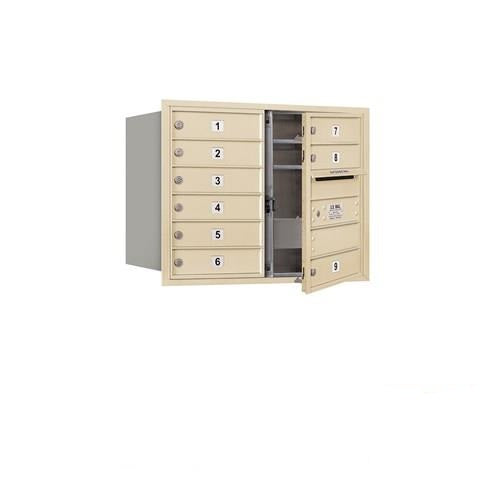 Mailboxes 3706D-09SFP Salsbury 6 Door High Recessed Mounted 4C Horizontal Mailbox with 9 Doors in Sandstone with Private Sccess - Front Loading