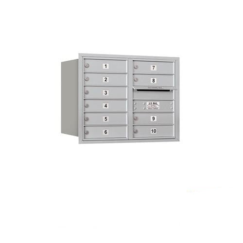 Mailboxes 3706D-10ARP Salsbury 6 Door High Recessed Mounted 4C Horizontal Mailbox with 10 Doors in Aluminum with Private Access - Rear Loading