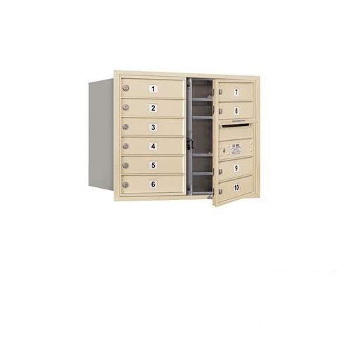 Mailboxes 3706D-10SFP Salsbury 6 Door High Recessed Mounted 4C Horizontal Mailbox with 10 Doors in Sandstone with Private Sccess - Front Loading