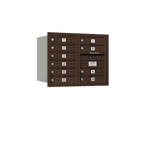 Mailboxes 3706D-10ZRP Salsbury 6 Door High Recessed Mounted 4C Horizontal Mailbox with 10 Doors in Bronze with Private Zccess - Rear Loading