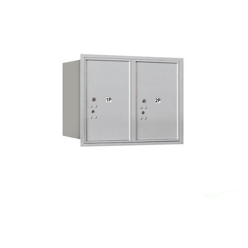 Mailboxes 3706D-2PARP Salsbury 6 Door High Recessed Mounted 4C Horizontal Parcel Locker with 2 Parcel Lockers in Aluminum with Private Access - Rear Loading